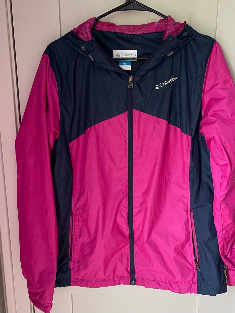 Columbia Women's Flashback windbreaker jacket Full Zip Two Tone Hooded Large